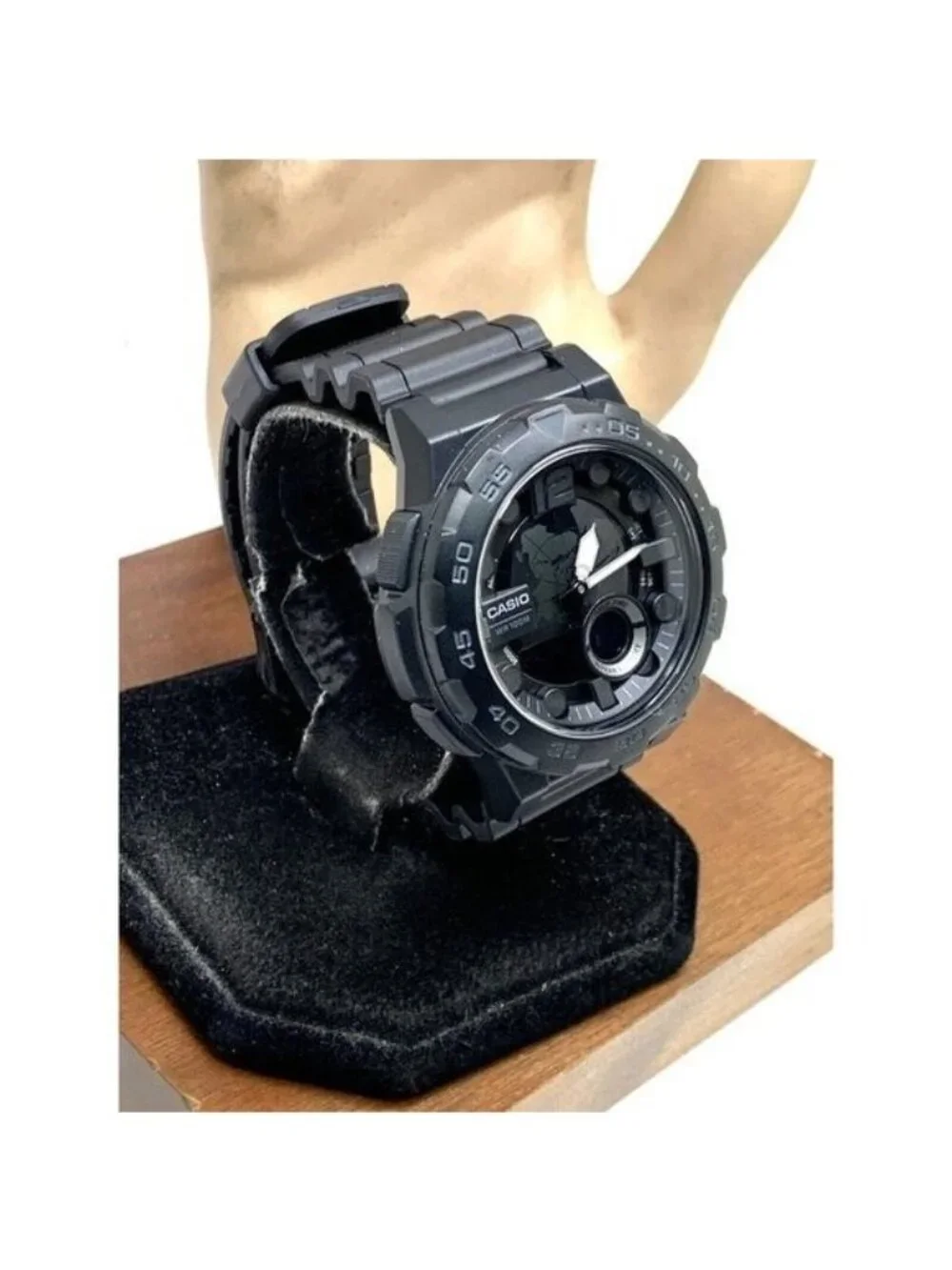 Casio Men's Watch AEQ100 World Time Quartz Analog Digital 46mm Black Resin 5479